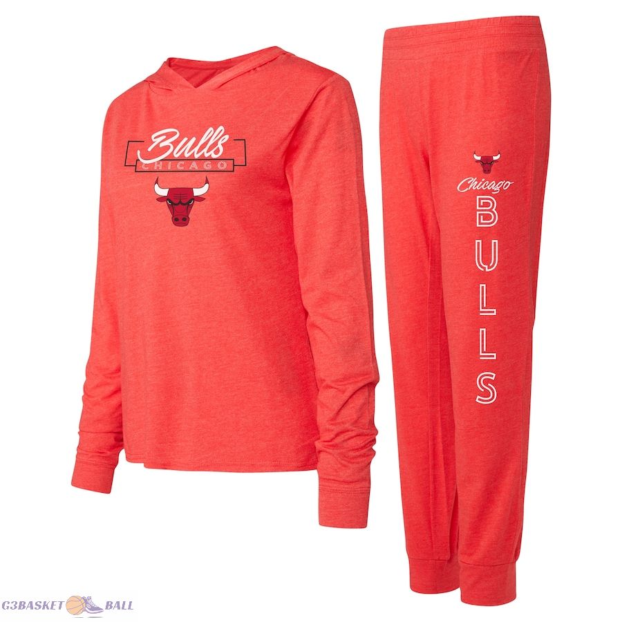 Women's Chicago Bulls Concepts Sport Red Meter Pullover Hoodie & Pants Set