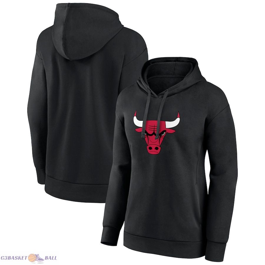 Women's Chicago Bulls Black Primary Logo Pullover Hoodie