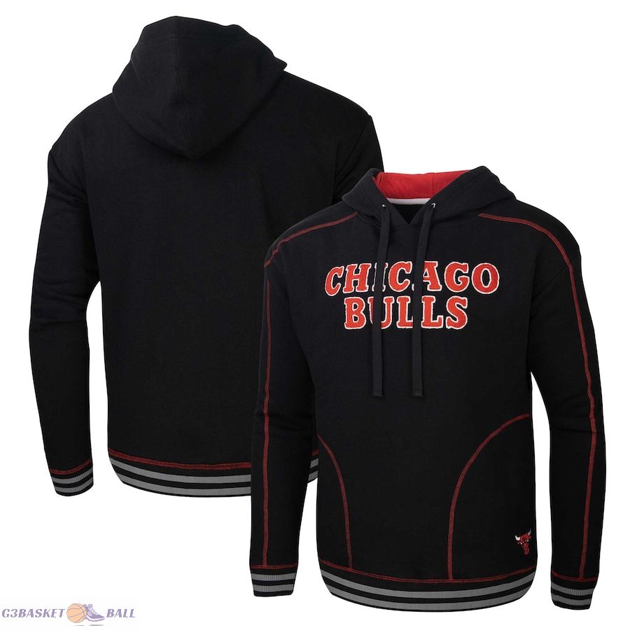 Men's Chicago Bulls Stadium Essentials Black Baseline Pullover Hoodie