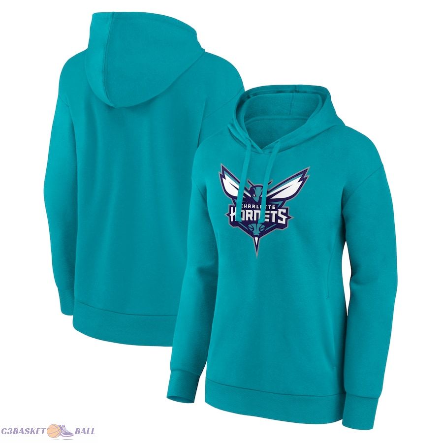 Women's Charlotte Hornets Teal Team Primary Logo Pullover Hoodie