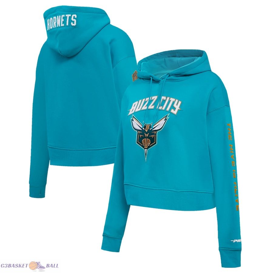 Women's Charlotte Hornets Pro Standard Teal 2023/24 City Edition Cropped Pullover Hoodie