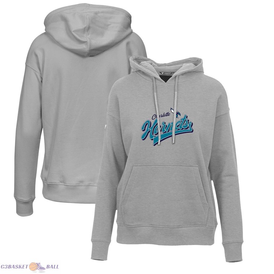 Women's Charlotte Hornets Levelwear Gray Adorn Retro Pullover Hoodie