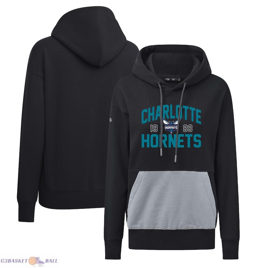 Women's Charlotte Hornets Levelwear Black Bonfire Pullover Hoodie