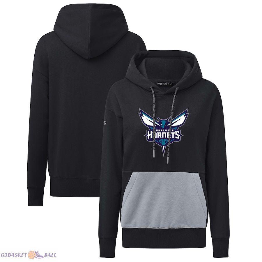 Women's Charlotte Hornets Levelwear Black Bonfire Pullover Hoodie