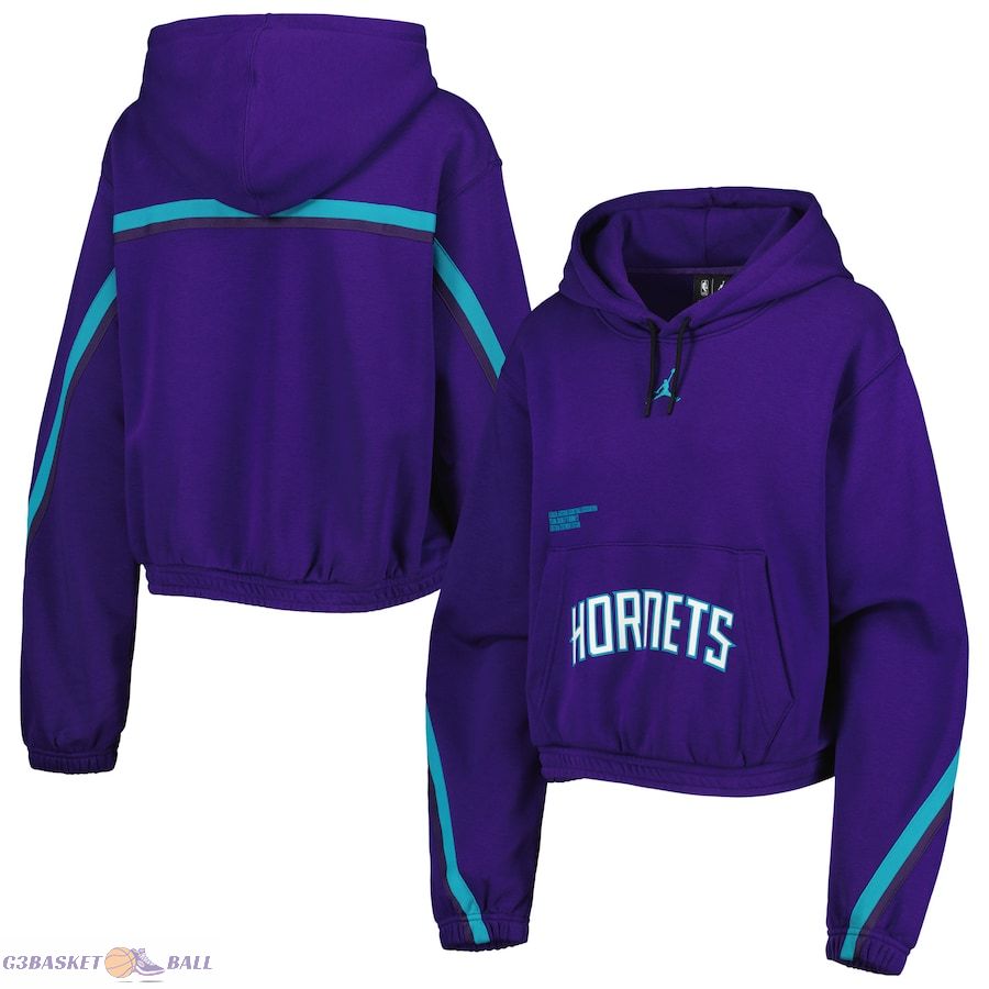 Women's Charlotte Hornets Jordan Brand Purple Courtside Statement Edition Pullover Hoodie