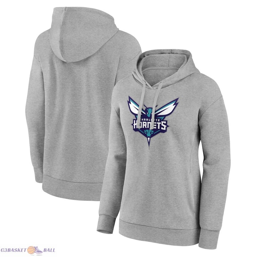 Women's Charlotte Hornets Gray Primary Logo Pullover Hoodie