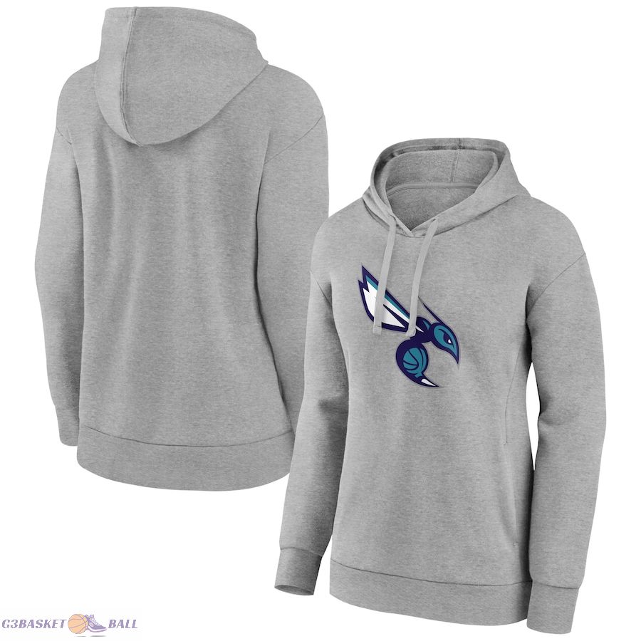 Women's Charlotte Hornets Gray Alternate Logo Pullover Hoodie