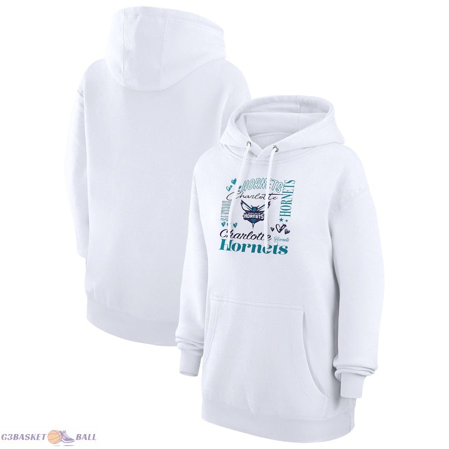 Women's Charlotte Hornets G-III 4Her by Carl Banks White Team Collage Graphic Fleece Pullover Hoodie