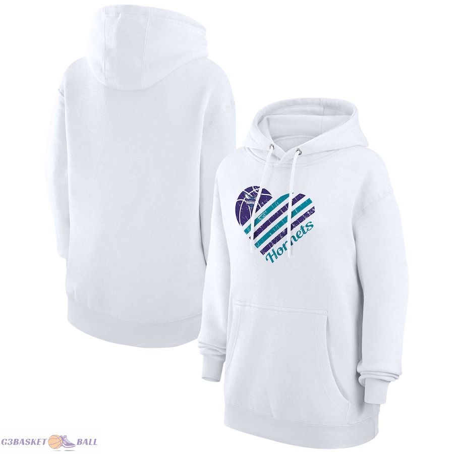 Women's Charlotte Hornets G-III 4Her by Carl Banks White Heart Pullover Hoodie