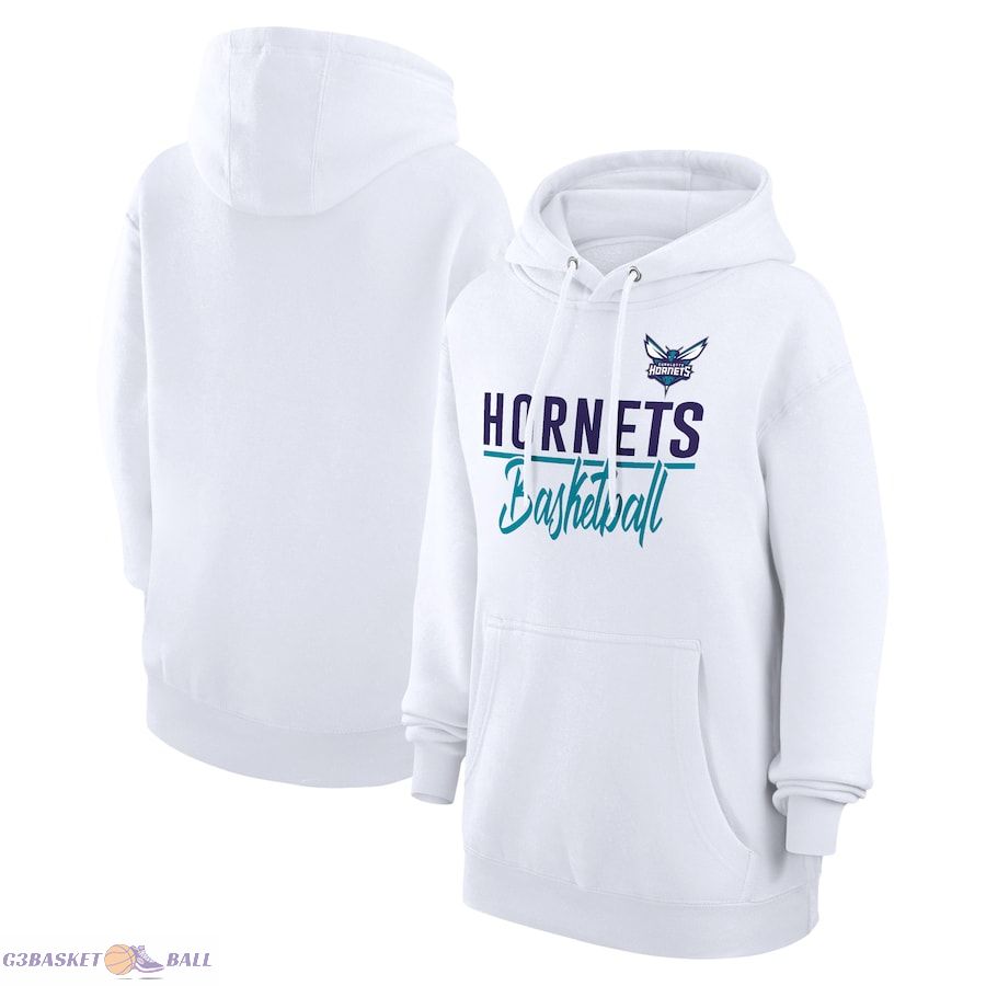 Women's Charlotte Hornets G-III 4Her by Carl Banks White Graphics Fleece Pullover Hoodie