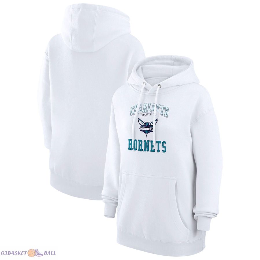 Women's Charlotte Hornets G-III 4Her by Carl Banks White Graphic Fleece Pullover Hoodie