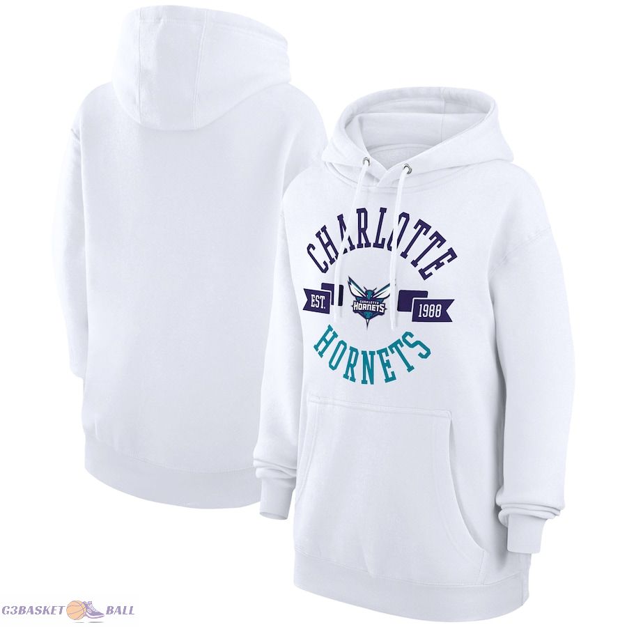 Women's Charlotte Hornets G-III 4Her by Carl Banks White City Pullover Hoodie