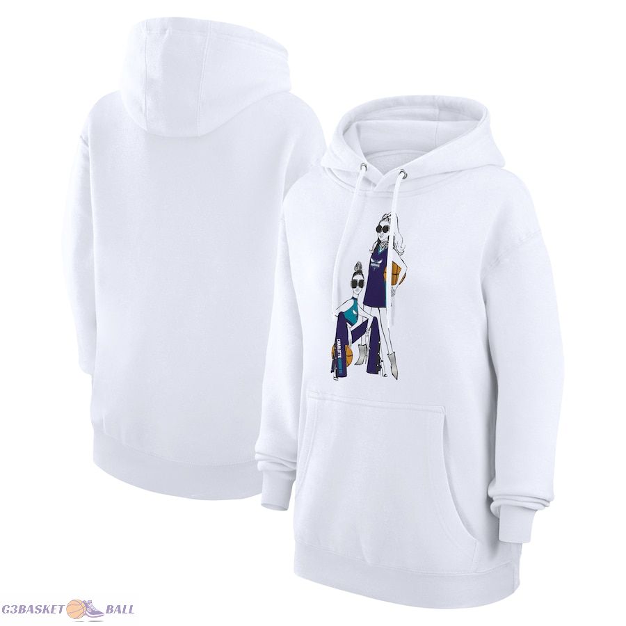 Women's Charlotte Hornets G-III 4Her by Carl Banks White Basketball Girls Fleece Pullover Hoodie