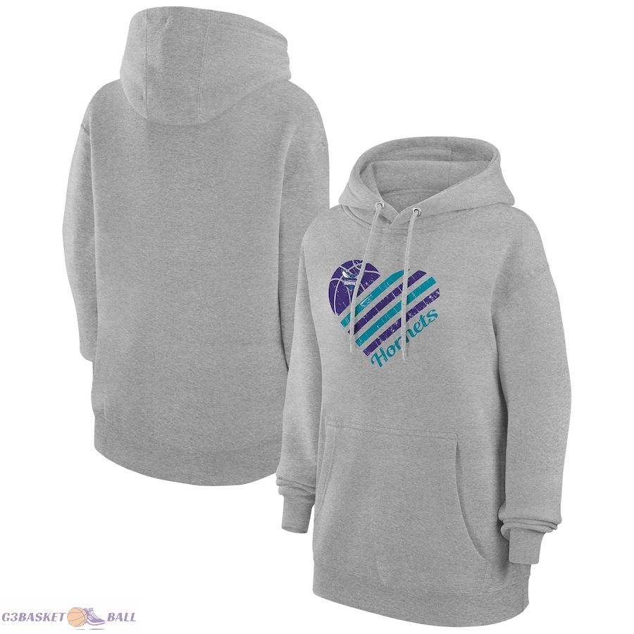 Women's Charlotte Hornets G-III 4Her by Carl Banks Heather Gray Heart Pullover Hoodie