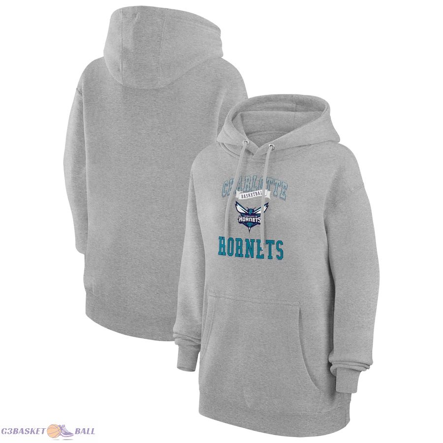 Women's Charlotte Hornets G-III 4Her by Carl Banks Heather Gray Graphic Fleece Pullover Hoodie