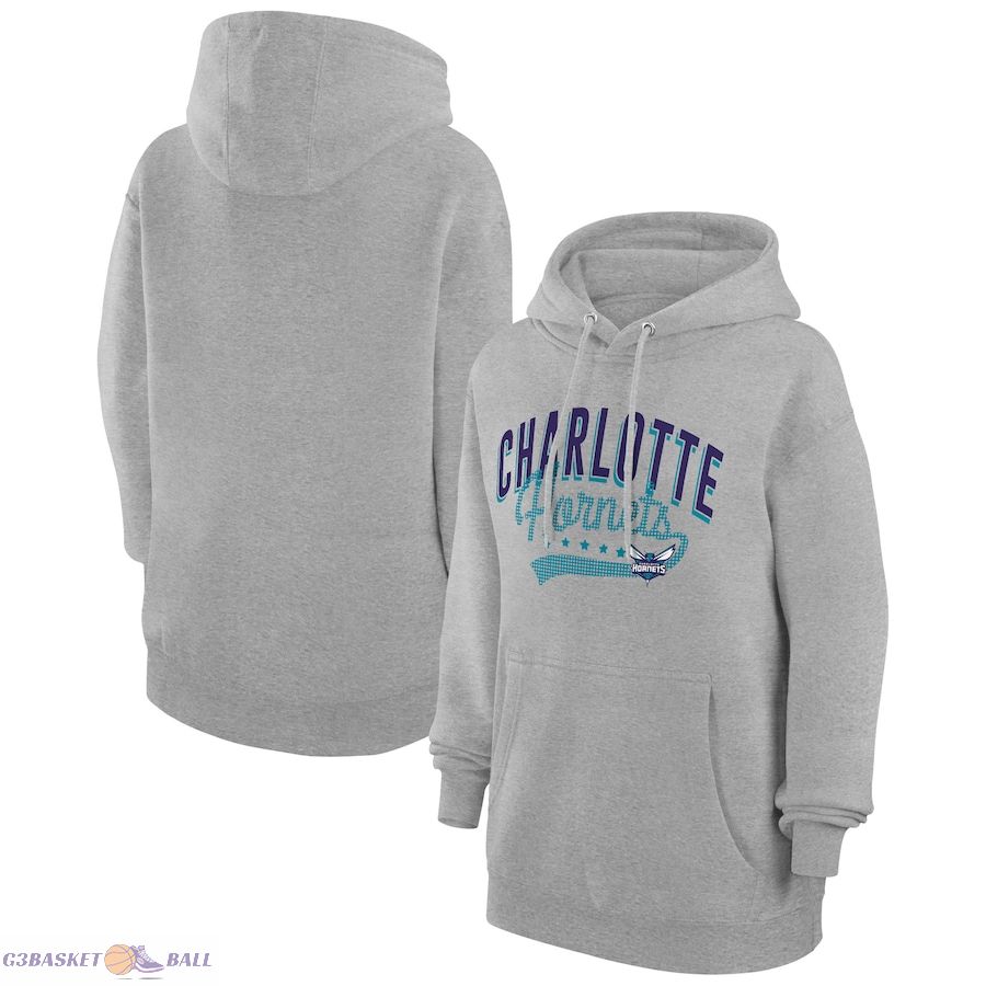 Women's Charlotte Hornets G-III 4Her by Carl Banks Heather Gray Filigree Logo Pullover Hoodie