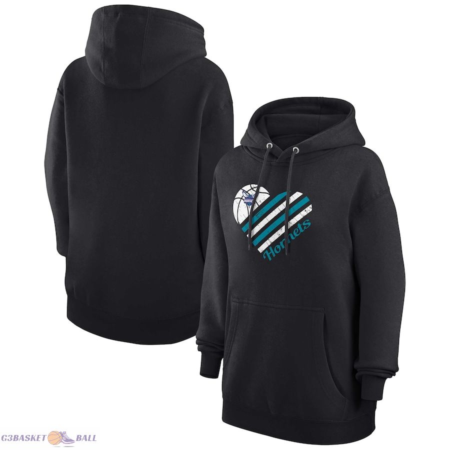 Women's Charlotte Hornets G-III 4Her by Carl Banks Black Heart Pullover Hoodie