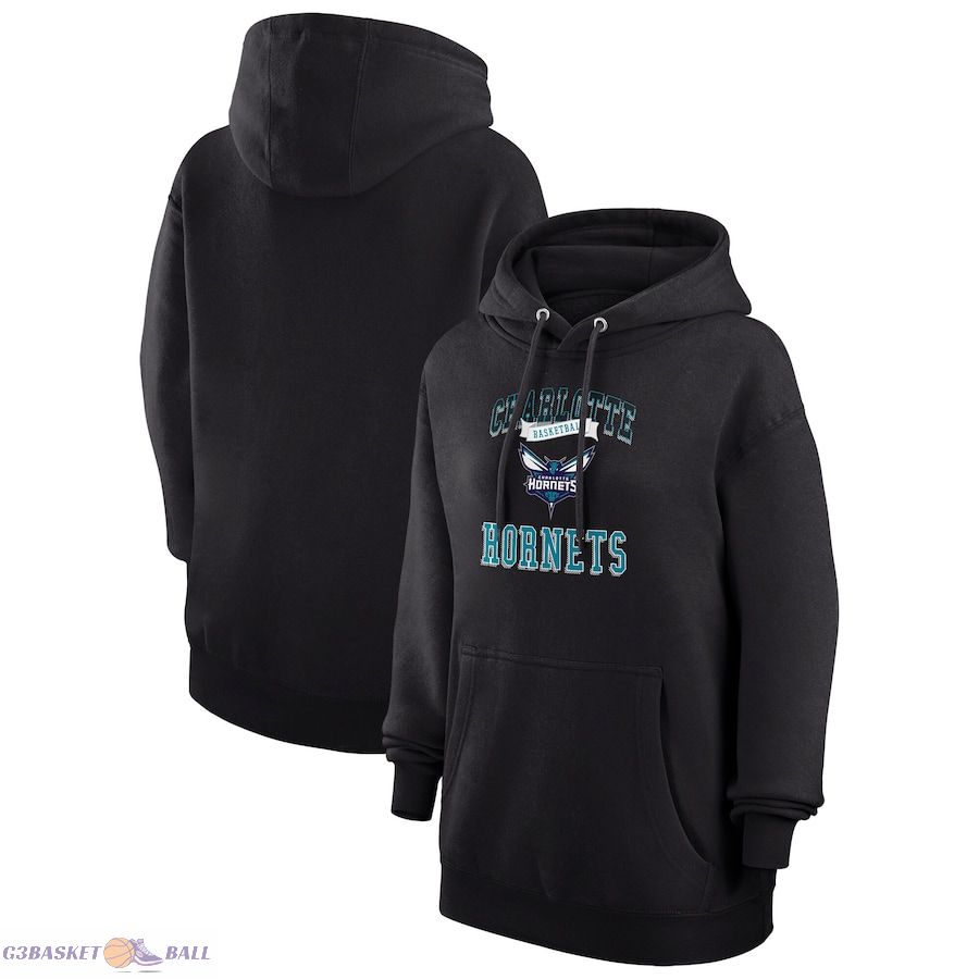 Women's Charlotte Hornets G-III 4Her by Carl Banks Black Graphic Fleece Pullover Hoodie