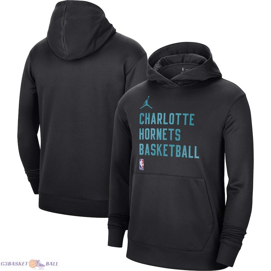 Unisex Charlotte Hornets Jordan Brand Black 2023/24 Performance Spotlight On-Court Practice Pullover Hoodie