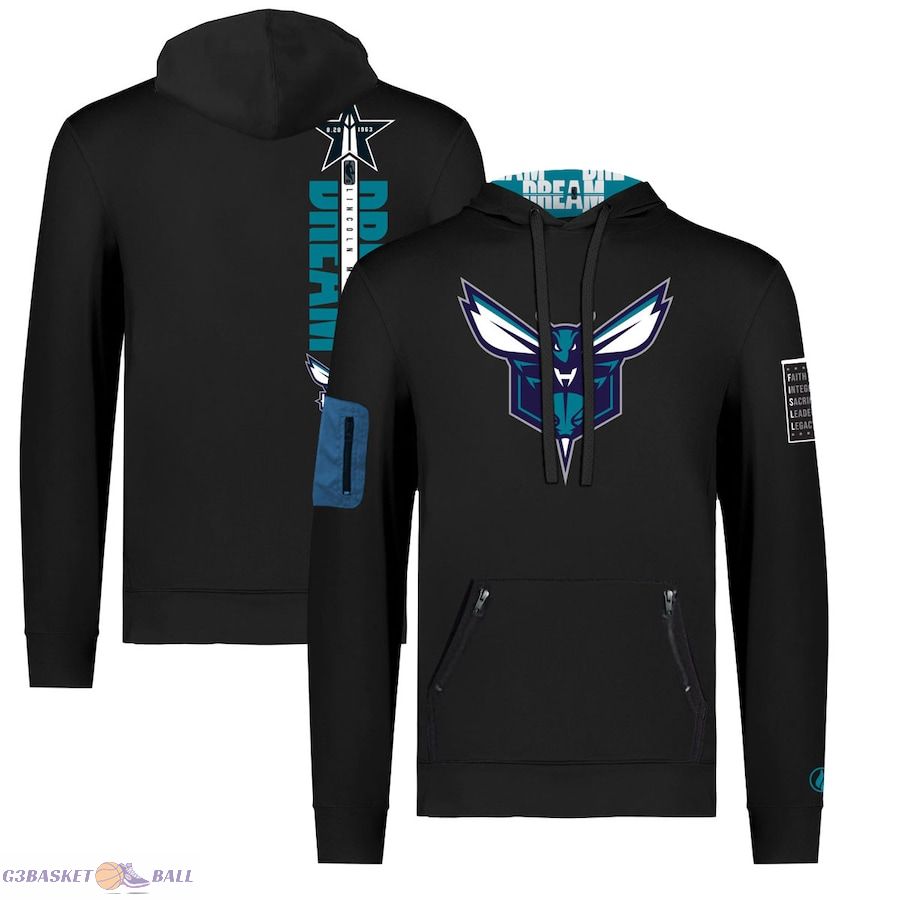 Unisex Charlotte Hornets FISLL x Black History Collection Black Pullover Hoodie