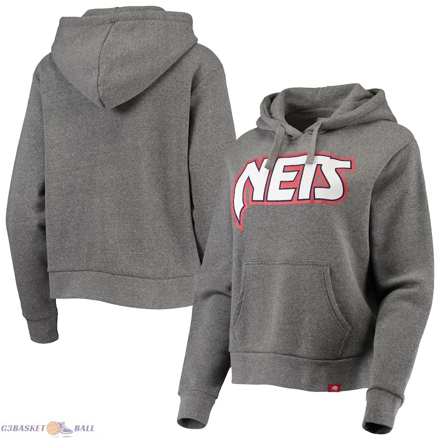 Women's Brooklyn Nets Sportiqe Heathered Gray Moments Mixtape Ava Tri-Blend Pullover Hoodie