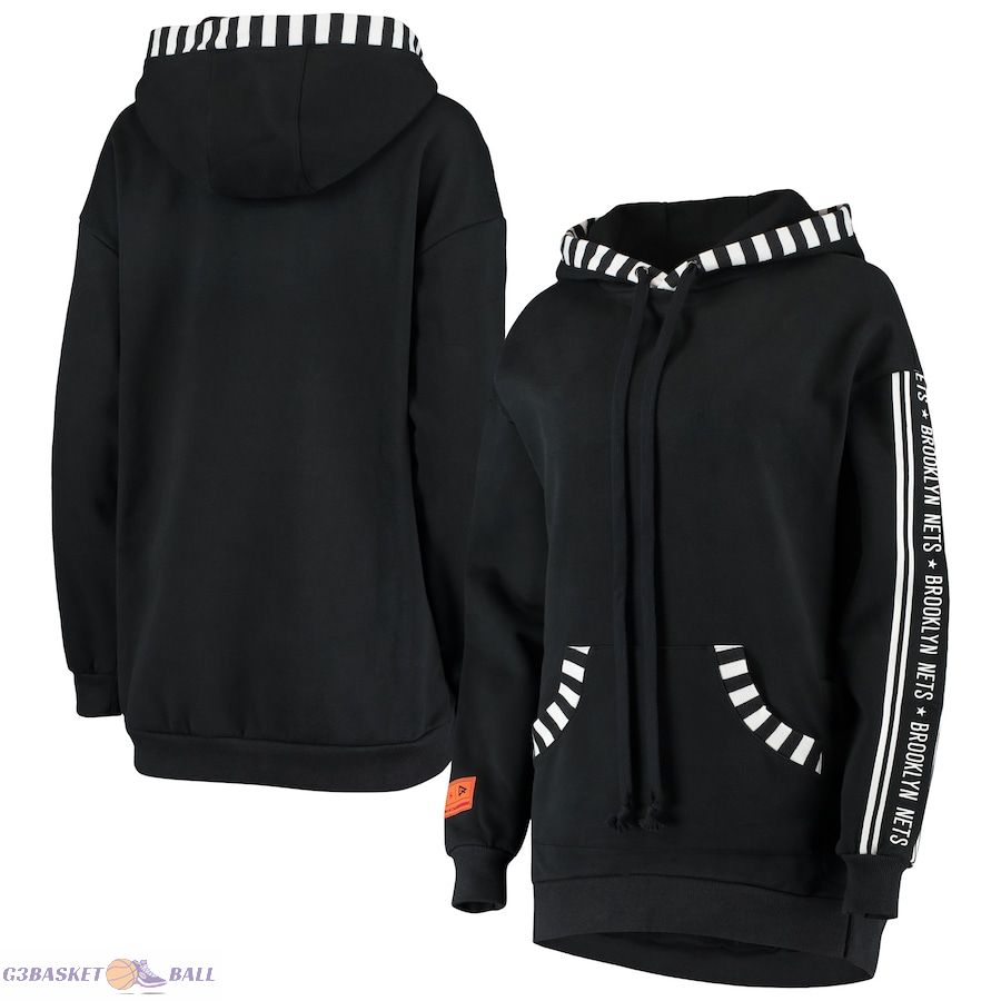 Women's Brooklyn Nets Qore Black Perfectly Oversized Team Pullover Hoodie