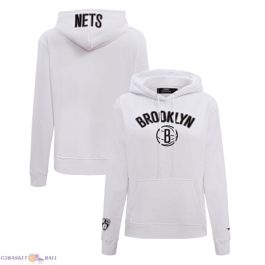 Women's Brooklyn Nets Pro Standard White Classic FLC Pullover Hoodie