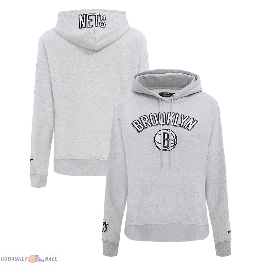 Women's Brooklyn Nets Pro Standard Heather Gray Classic FLC Pullover Hoodie