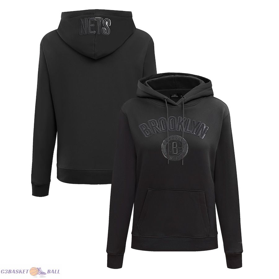 Women's Brooklyn Nets Pro Standard Black Triple Black FLC Pullover Hoodie