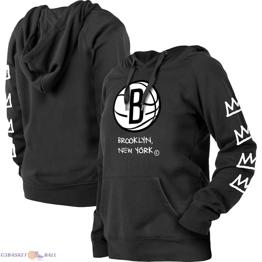 Women's Brooklyn Nets New Era Black 2022/23 City Edition Raglan Pullover Hoodie