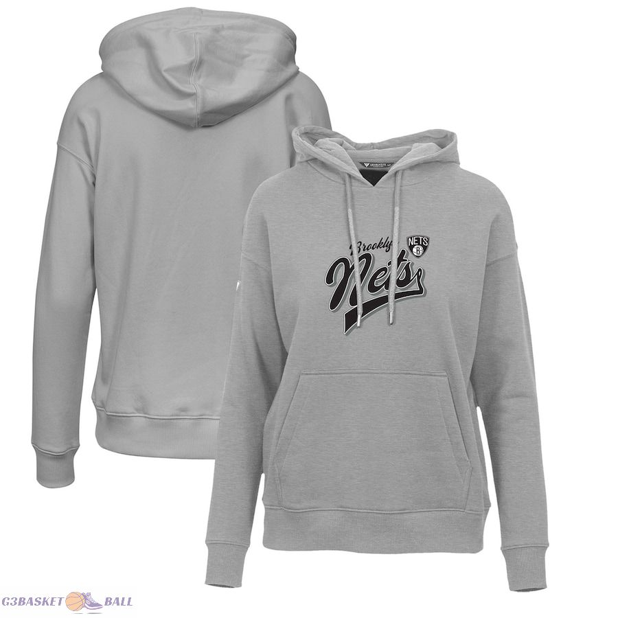 Women's Brooklyn Nets Levelwear Gray Adorn Retro Pullover Hoodie