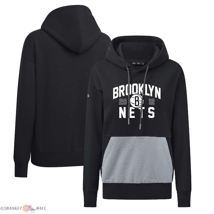 Women's Brooklyn Nets Levelwear Black Bonfire Pullover Hoodie