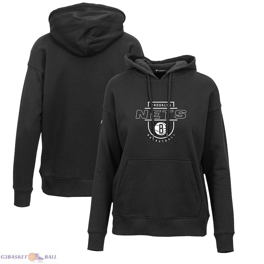 Women's Brooklyn Nets Levelwear Black Adorn In The Key Pullover Hoodie