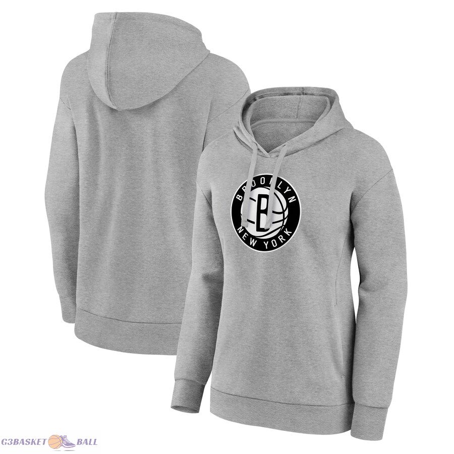 Women's Brooklyn Nets Gray Primary Logo Pullover Hoodie