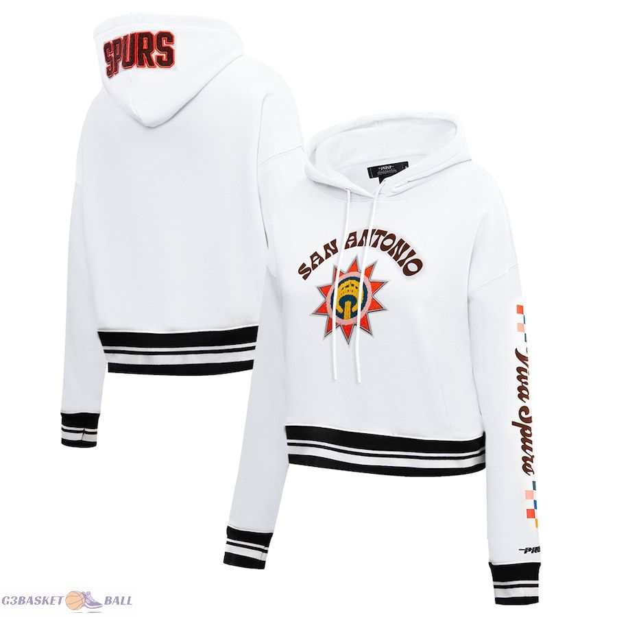 Women's San Antonio Spurs Pro Standard White 2023/24 City Edition Cropped Pullover Hoodie