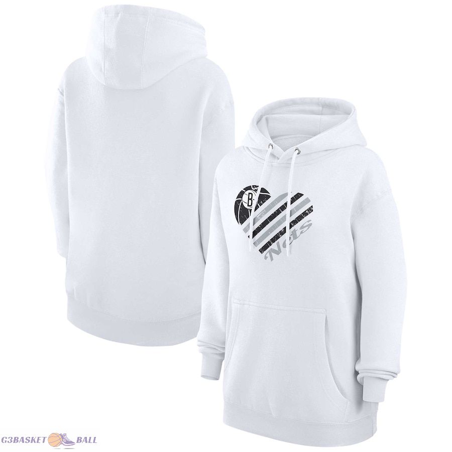 Women's Brooklyn Nets G-III 4Her by Carl Banks White Heart Pullover Hoodie