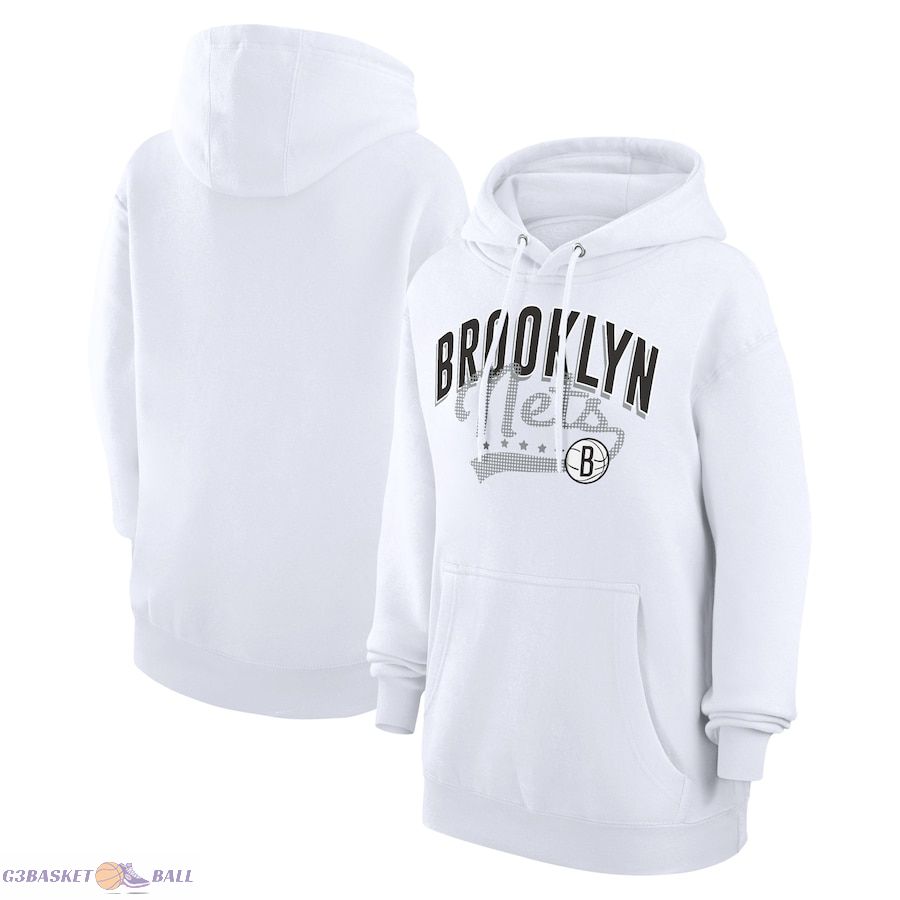 Women's Brooklyn Nets G-III 4Her by Carl Banks White Filigree Logo Pullover Hoodie