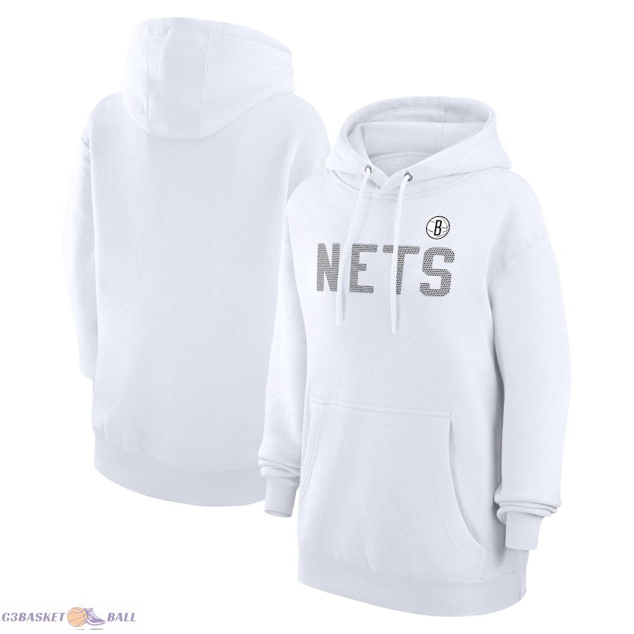 Women's Brooklyn Nets G-III 4Her by Carl Banks White Dot Print Pullover Hoodie