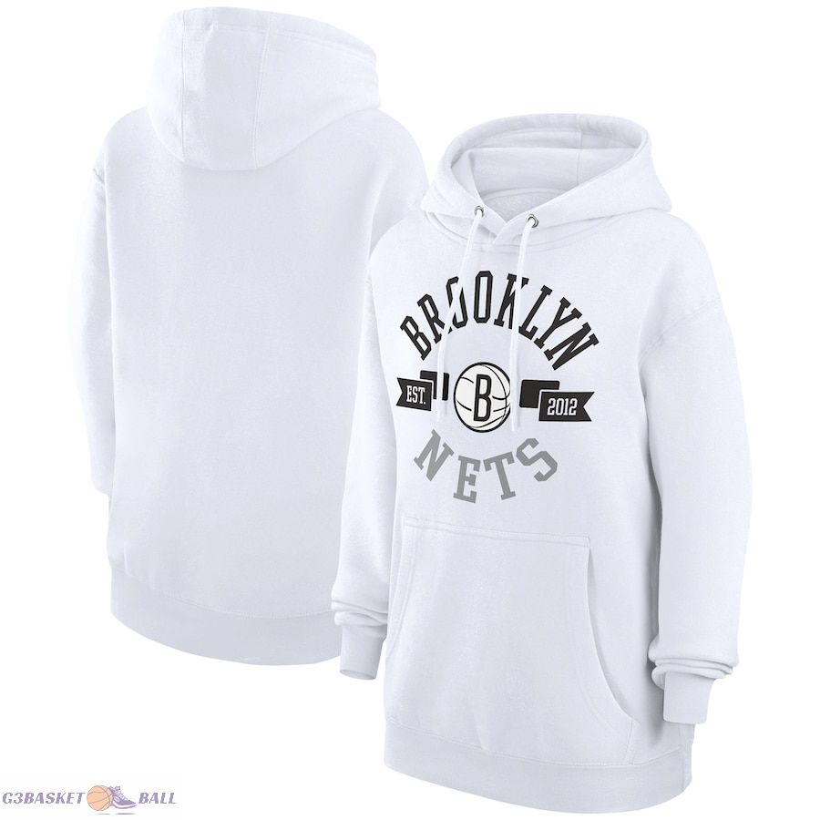 Women's Brooklyn Nets G-III 4Her by Carl Banks White City Pullover Hoodie