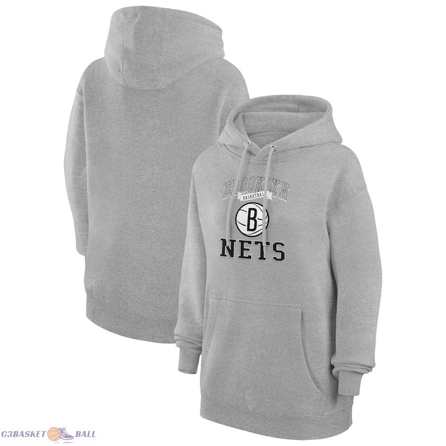 Women's Brooklyn Nets G-III 4Her by Carl Banks Heather Gray Graphic Fleece Pullover Hoodie