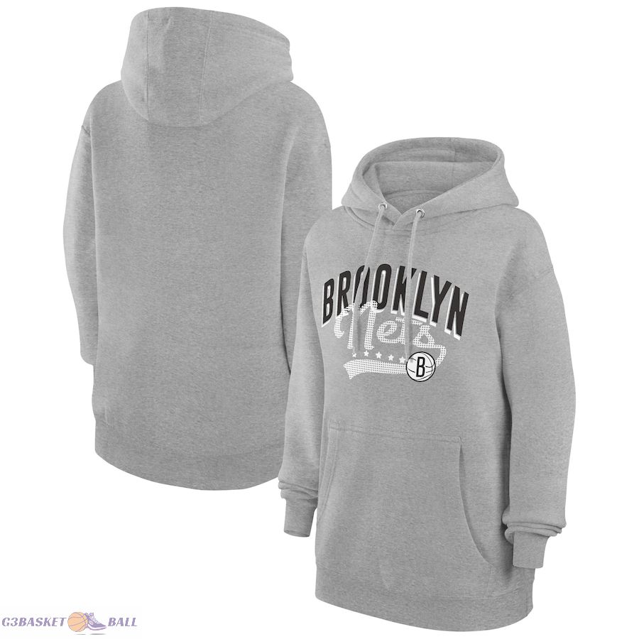 Women's Brooklyn Nets G-III 4Her by Carl Banks Heather Gray Filigree Logo Pullover Hoodie