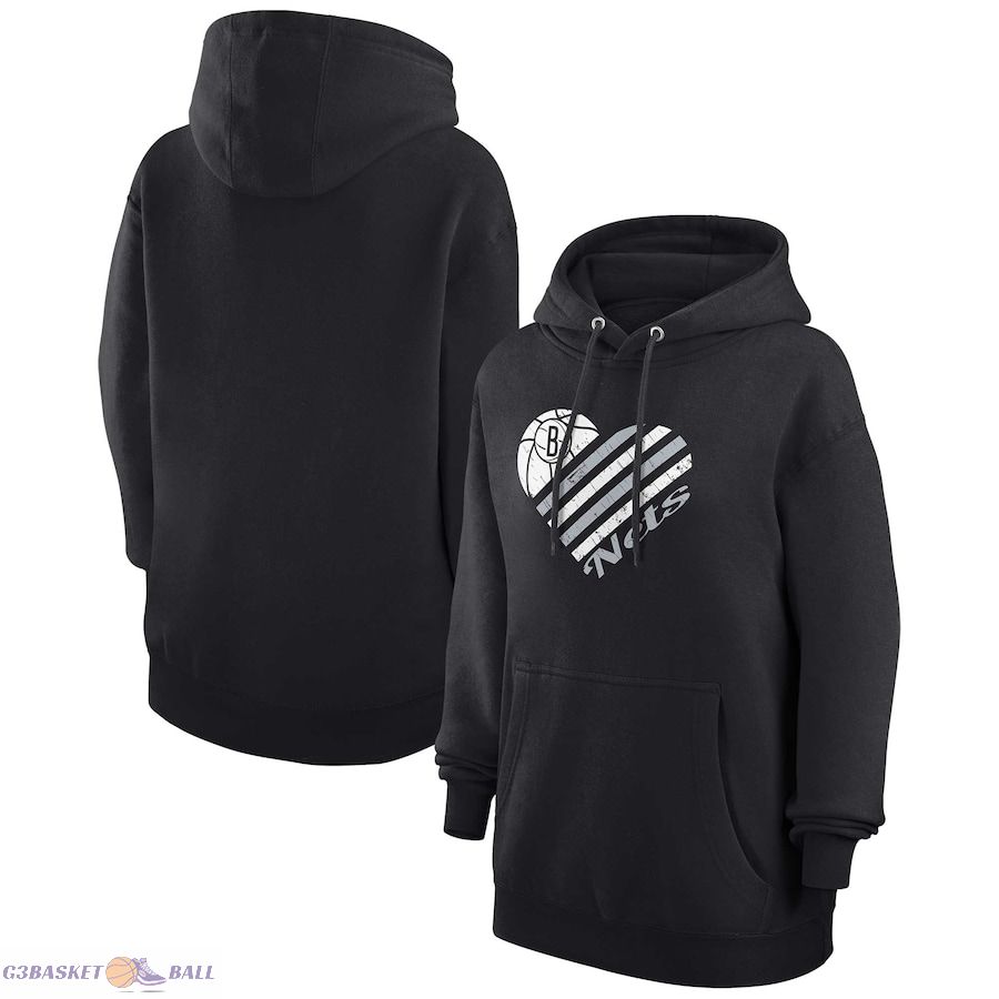 Women's Brooklyn Nets G-III 4Her by Carl Banks Black Heart Pullover Hoodie