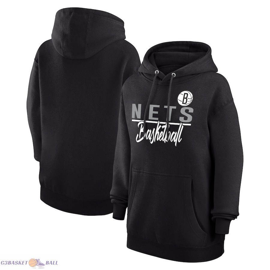 Women's Brooklyn Nets G-III 4Her by Carl Banks Black Graphics Fleece Pullover Hoodie