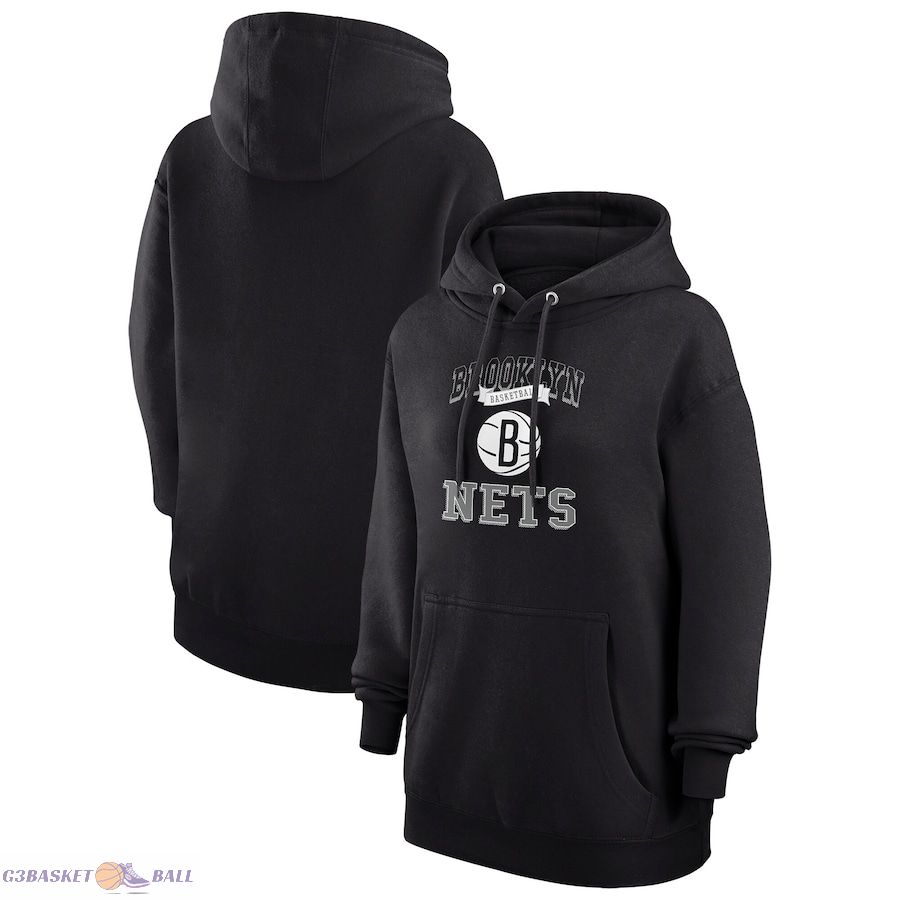 Women's Brooklyn Nets G-III 4Her by Carl Banks Black Graphic Fleece Pullover Hoodie