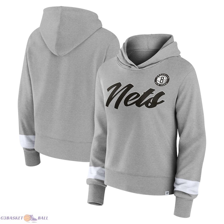 Women's Brooklyn Nets Fanatics Heather Gray Halftime Pullover Hoodie