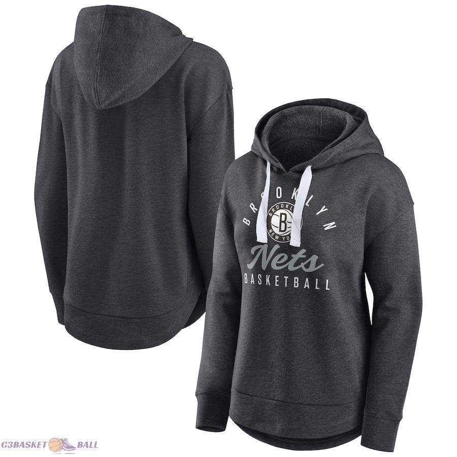 Women's Brooklyn Nets Fanatics Heather Charcoal Iconic Distribution Pullover Hoodie