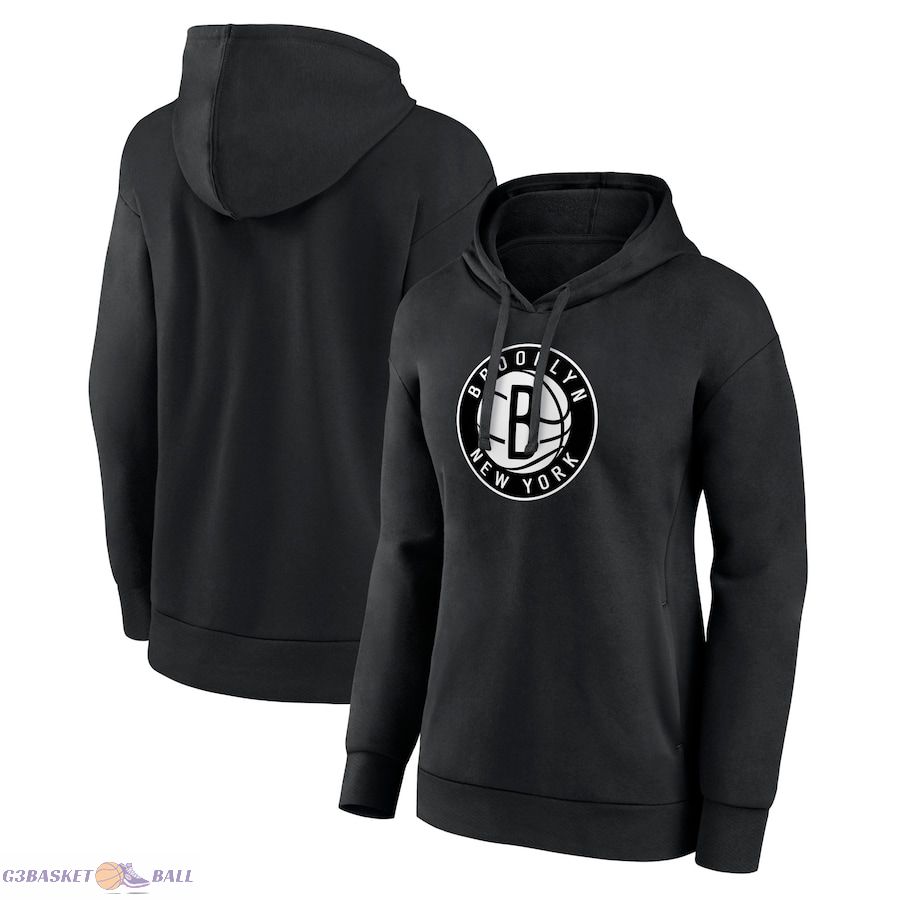 Women's Brooklyn Nets Black Team Primary Logo Pullover Hoodie