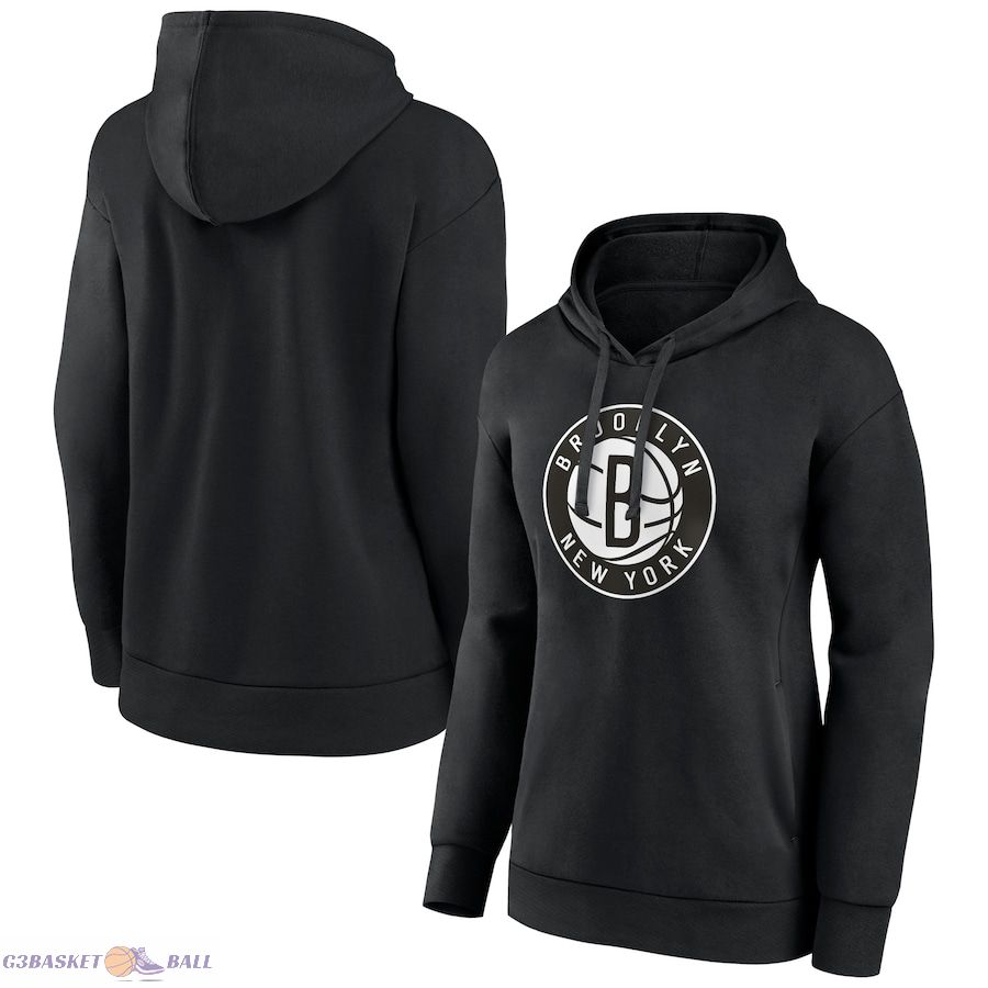 Women's Brooklyn Nets Black Alternate Logo Pullover Hoodie