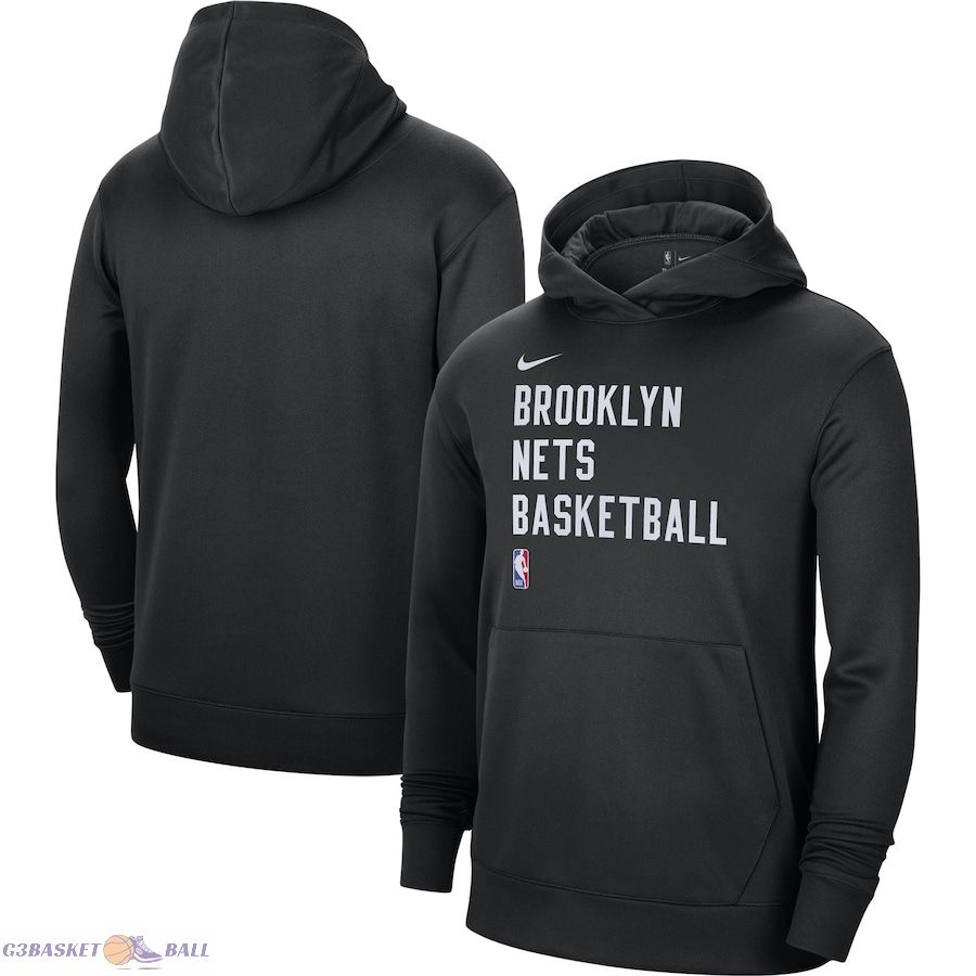 Unisex Brooklyn Nets Nike Black 2023/24 Performance Spotlight On-Court Practice Pullover Hoodie