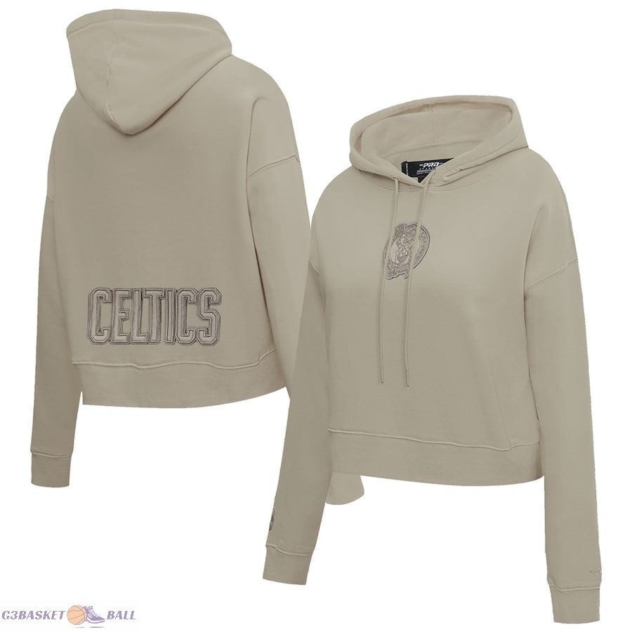 Women's Boston Celtics Pro Standard Taupe Neutrals Capsule Cropped Pullover Hoodie